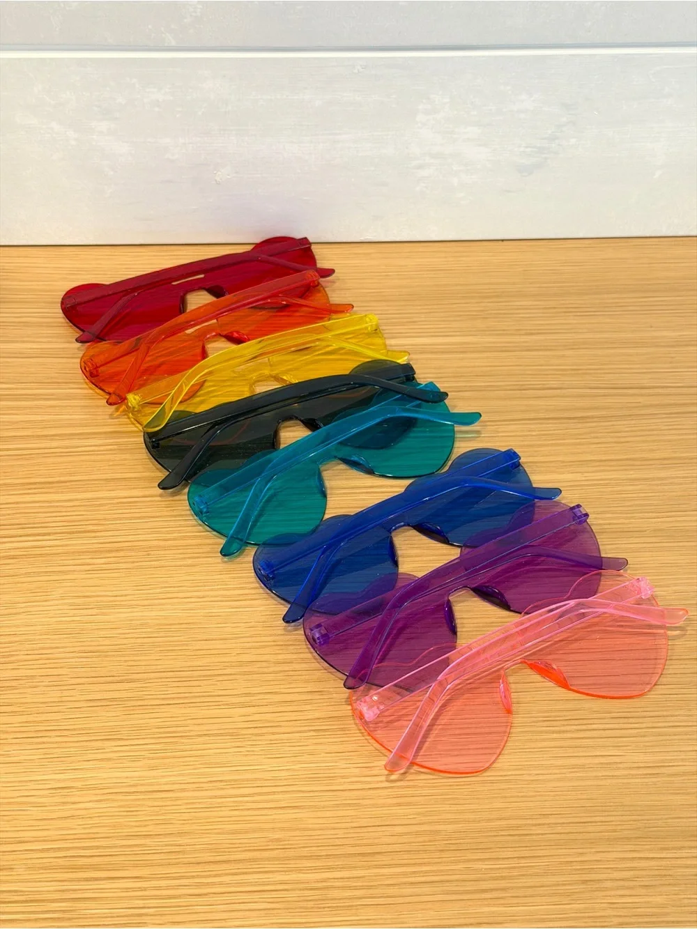 Rainbow Heart-Shaped Sunglasses Set - Multicolor